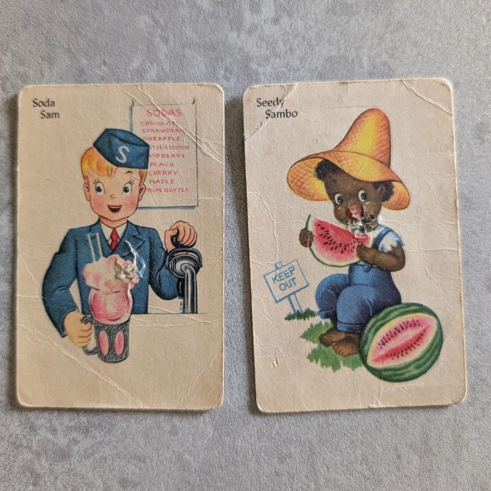 Vtg 1940 Whitman Old Maid Playing Cards Mid-Century Americana Art Replacements